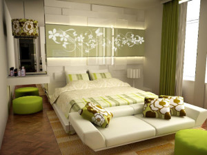 dormitorio_fresco_verde_Green_Accented_White_Bedroom_by_RyoSakaZaQ